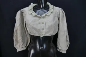 Gr.38 Dirndlbluse beige Bluse für Dirndl Sportalm Leinen mit Spitze B10789