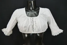 Gr.38 Dirndlbluse weiß Bluse für Dirndl Baumwolle mit Spitze B10804