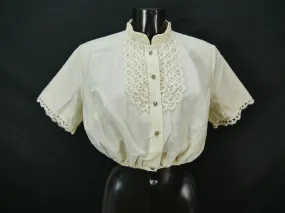 Gr.46 Dirndlbluse creme Bluse für Dirndl Diolen Baumwollmischung Spitze B10197