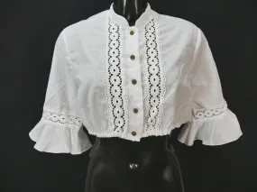 Gr.48 Dirndlbluse weiß Bluse für Dirndl Dacron Baumwollmischung Spitze B10436