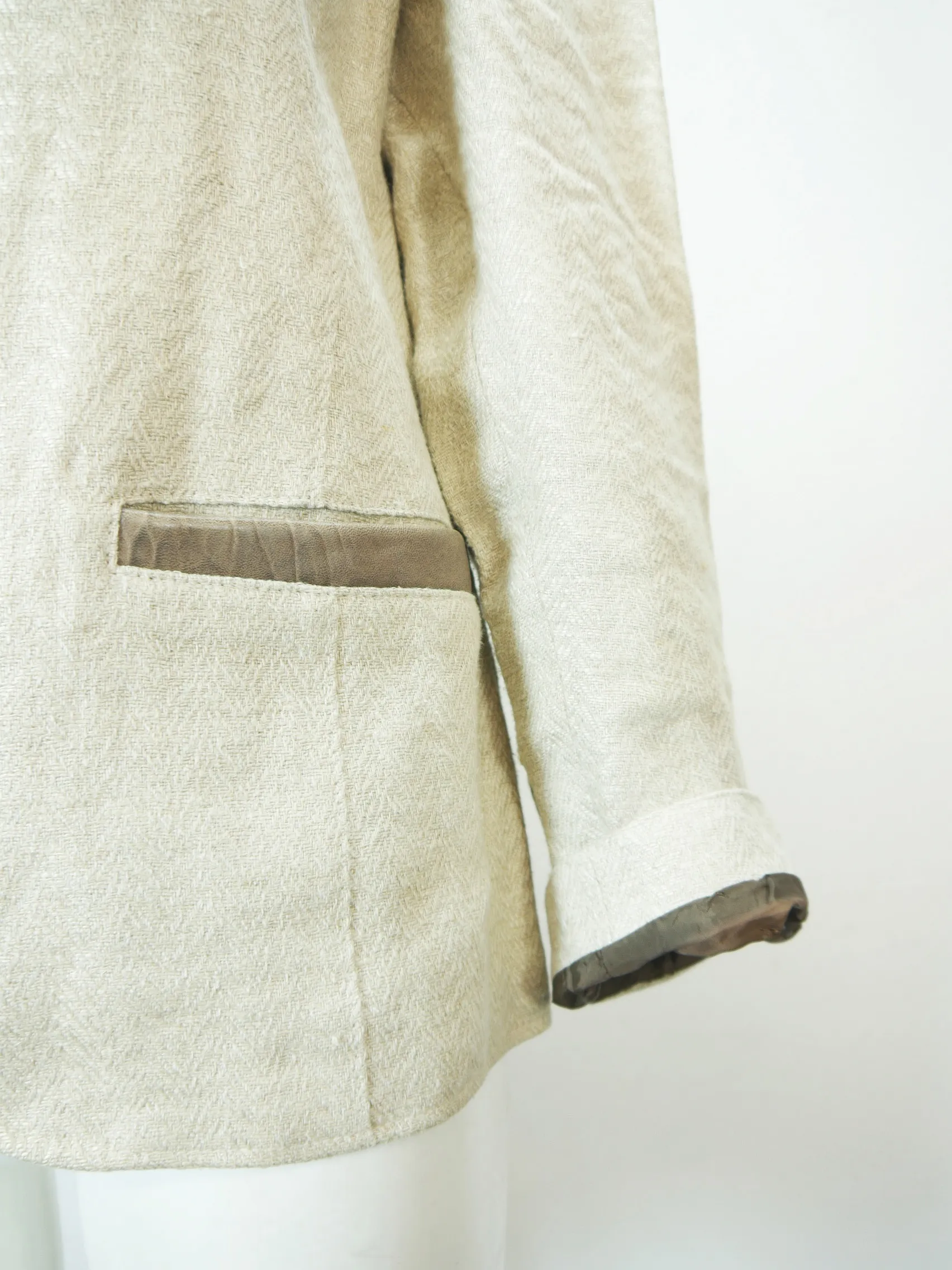 Julius Lang beige mit Stickerei sagenhafte Damen Leinen Trachtenjacke Gr.40