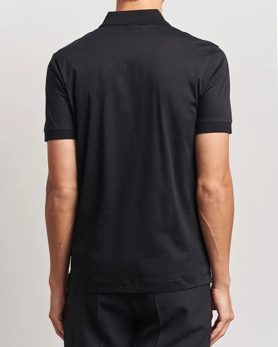 Paras Mercerized Half Zip Polo Black