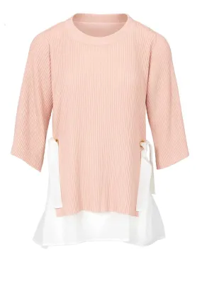 Strickpullover Damen Strick Freizeit rosé-ecru Herbst Winter Langarm Pullover