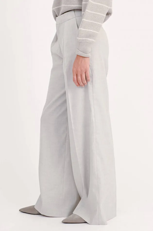 Weite Hose RYLAN aus Leinen-Mix in Sand